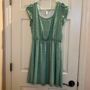 Mint Green and Gold Polka Dot Dress